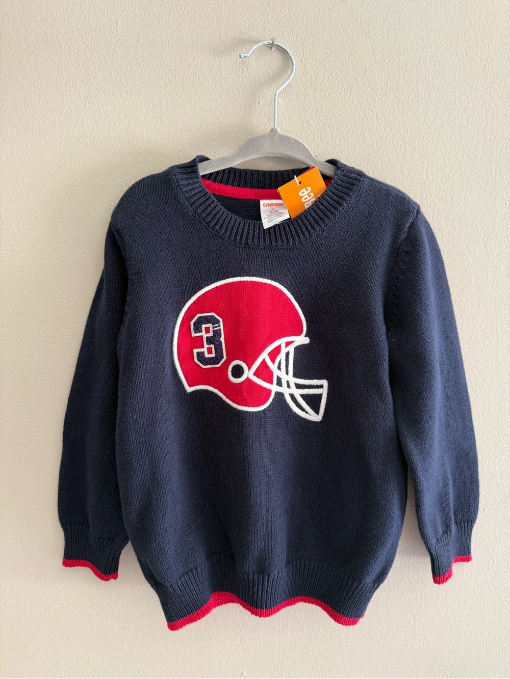 NWT Gymboree Navy & Red Football Helmet Embroidered Boys 2T Knit Sweater
